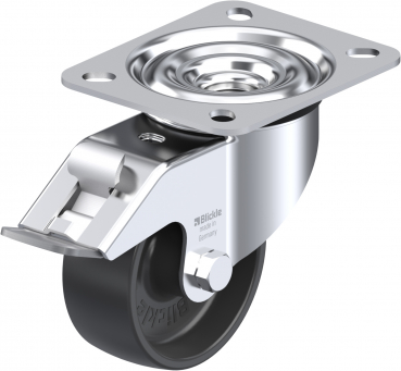 Swivel castors with “stop-fix”