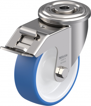 Swivel castors with “stop-fix”