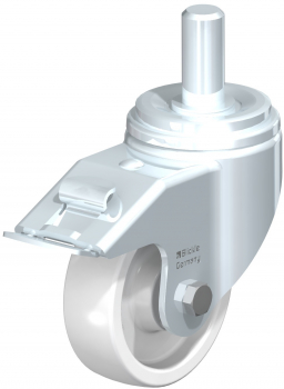 Swivel castors with “stop-fix”