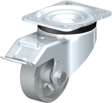 Swivel castors with “stop-fix”