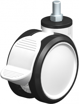 Swivel castors with “stop-fix”