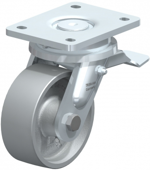 Swivel castors with “stop-fix”