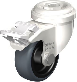 Swivel castors with “stop-fix”