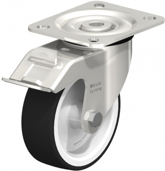 Swivel castors with “stop-fix”