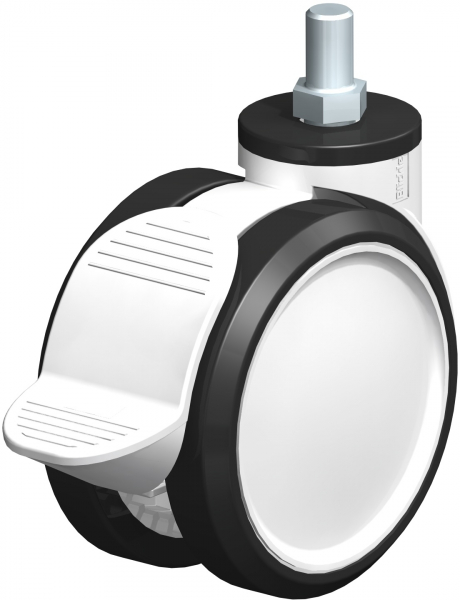 Swivel castors with “stop-fix”