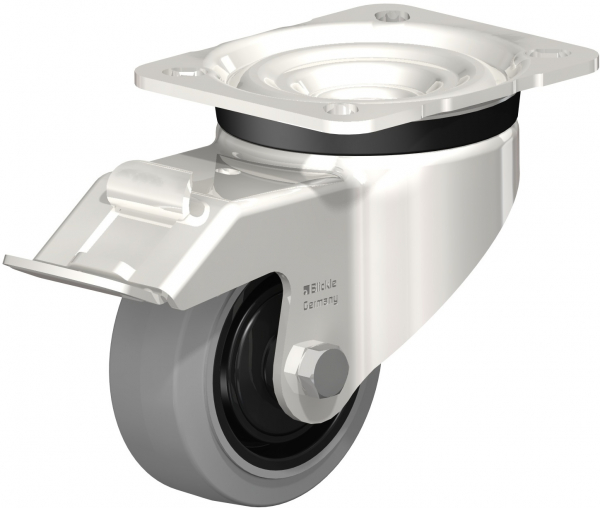 Swivel castors with “stop-fix”