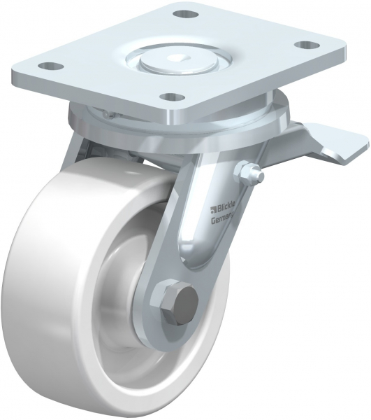 Swivel castors with “stop-fix”