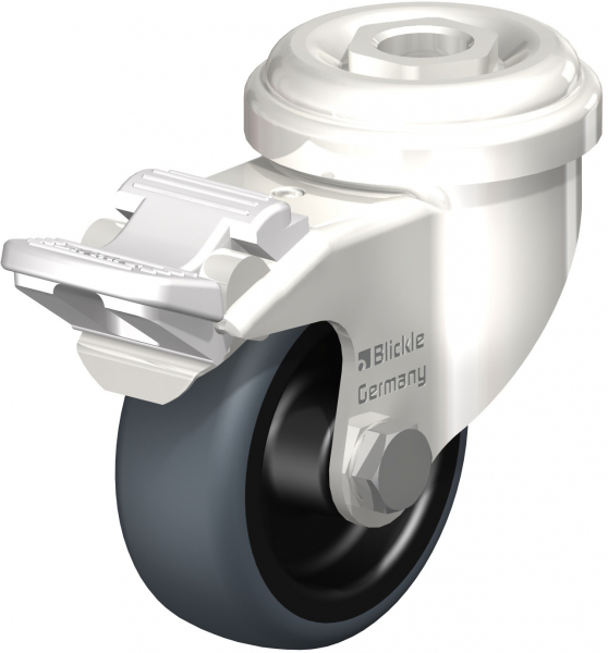 Swivel castors with “stop-fix”