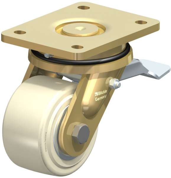 Swivel castors with “stop-fix”