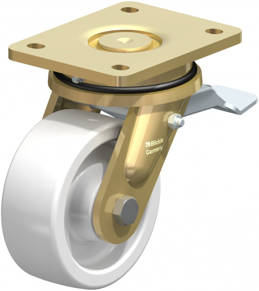 Swivel castors with “stop-fix”