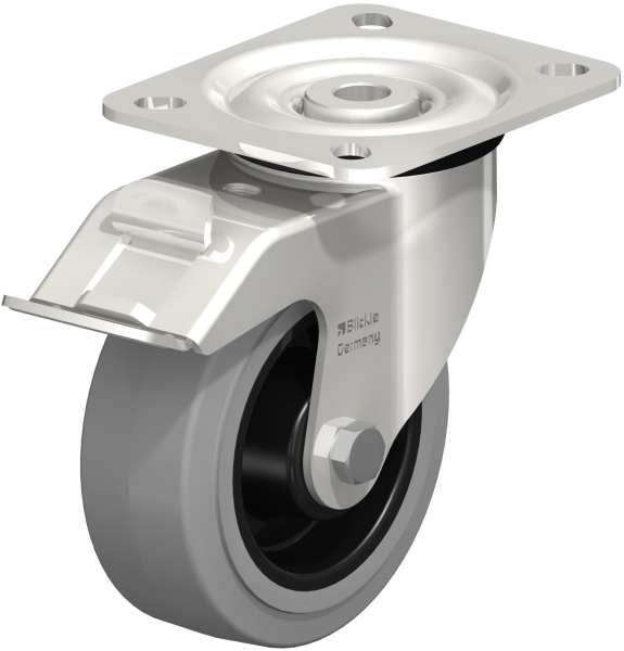 Swivel castors with “stop-fix”