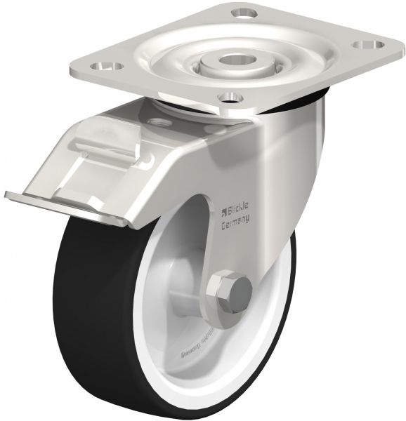 Swivel castors with “stop-fix”
