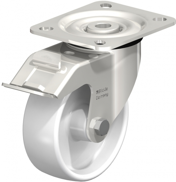 Swivel castors with “stop-fix”